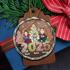 2025 Familie Kuchen & Keksbäume Personalisierter Glasornament Christbaumschmuck mit Eltern, Kinder und Haustiere