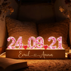 Jahrestag-Personalisierte LED-Nachtlicht mit Kristalleffekt Geschenk für Paar