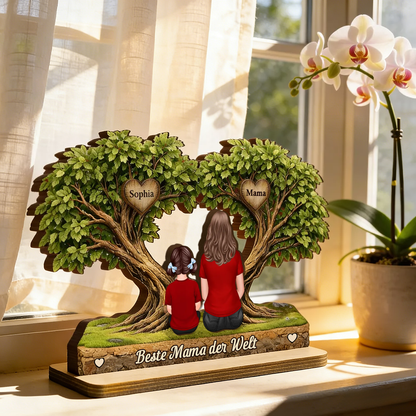 Mama und Kinder-Personalisierter Holzaufsteller mit Figuren Geschenk für Mama und Oma