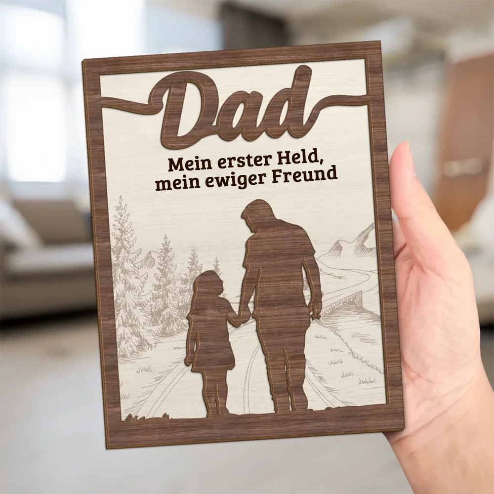 Papa und Kind-Personalisierte Holzplakette für Vater