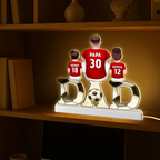 Papa's Dream Team – Personalisierte DAD-LED-Lichtbox mit Fußballfamilie und Namen