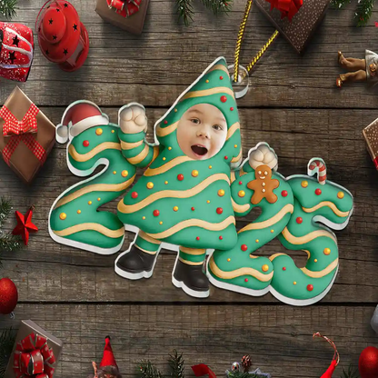 2025 Baby Personalisierter Acrylanhänger mit Foto Weihnachtsgeschenk
