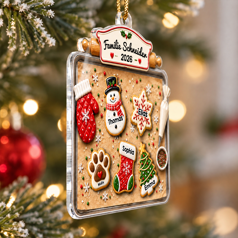 Personalisierter Acryl-Weihnachtsanhänger – Lebkuchen-Motiv