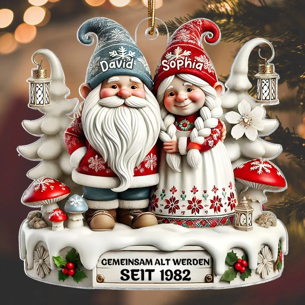 Personalisiertes Acryl-Weihnachtsornament– Wichtel-Paar