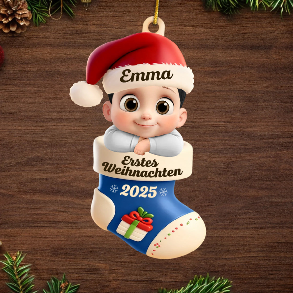 Erstes Weihnachten 2025 - Acrylanhänger Weihnachtsanhänger mit Baby
