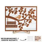 Personalisierte Holztafel mit Baum und Vögeln für Familie und Oma