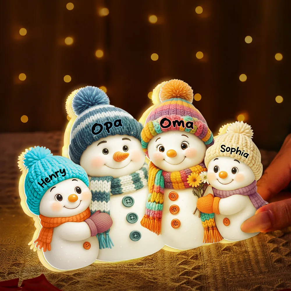 Personalisierte Schneemann-Leuchtbox – Oma, Opa & Enkelkinder