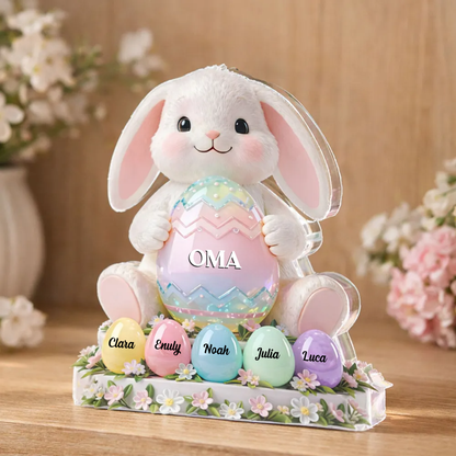 Osterhase Oma – Personalisierter Acrylblock mit Namen – Osterdeko Geschenk für Oma