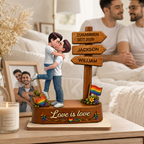 Personalisierter Holzaufsteller mit küssenden LGBT-Paar