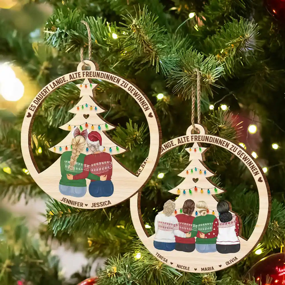 Holzanhänger mit 2-6 Frauen Christbaumschuck  für beste Freundinnen