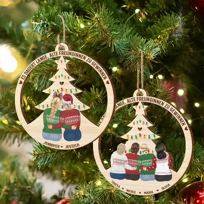 Holzanhänger mit 2-6 Frauen Christbaumschuck  für beste Freundinnen