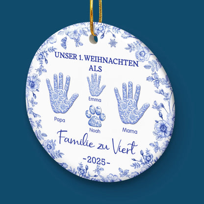 Unser 1. Weihnachten als Familie zu...Handabdruck-Ornament Christbaumschmuck mit Namen
