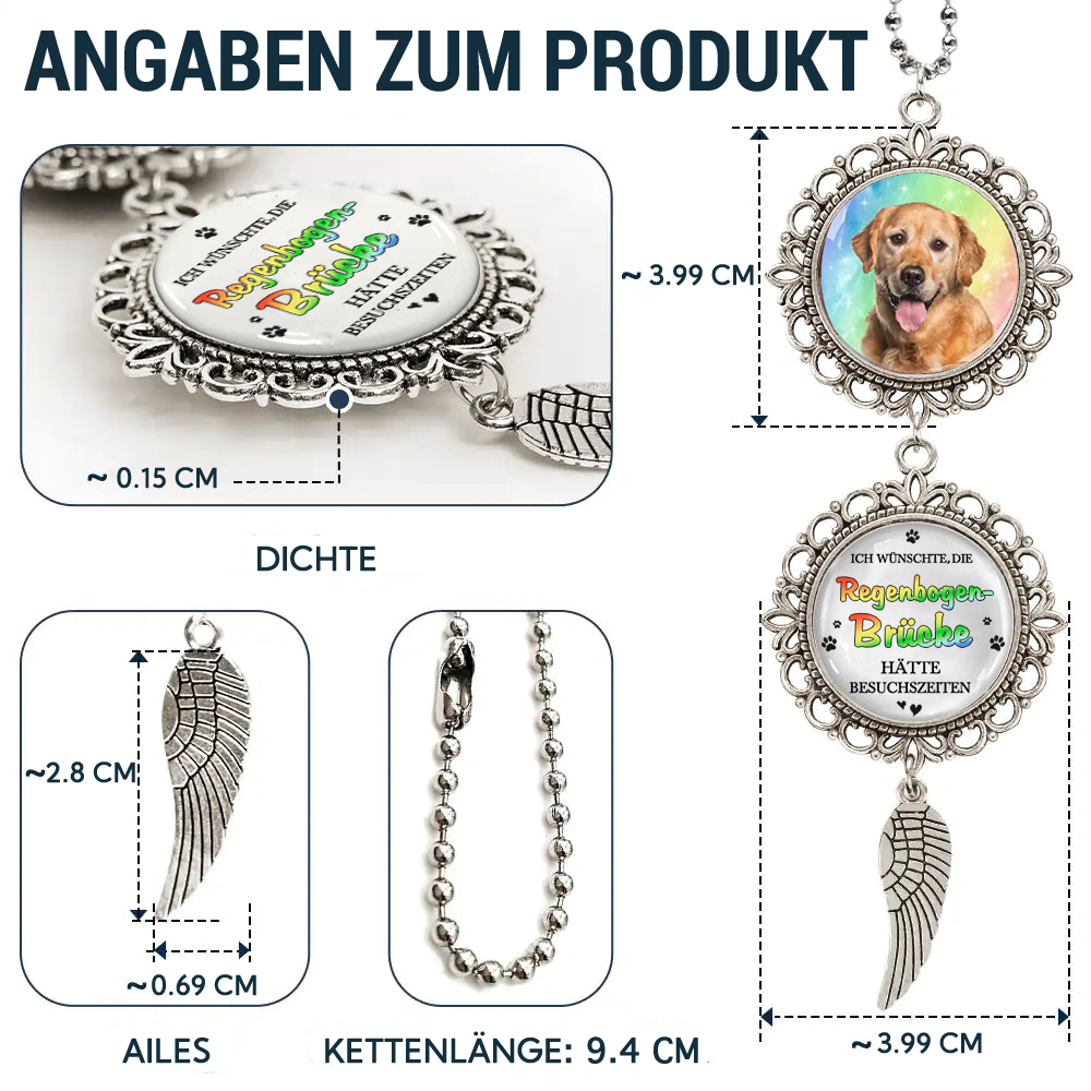 Metalanhänger mit Foto Regenbogenmotiv Trauergeschenk mit Haustier