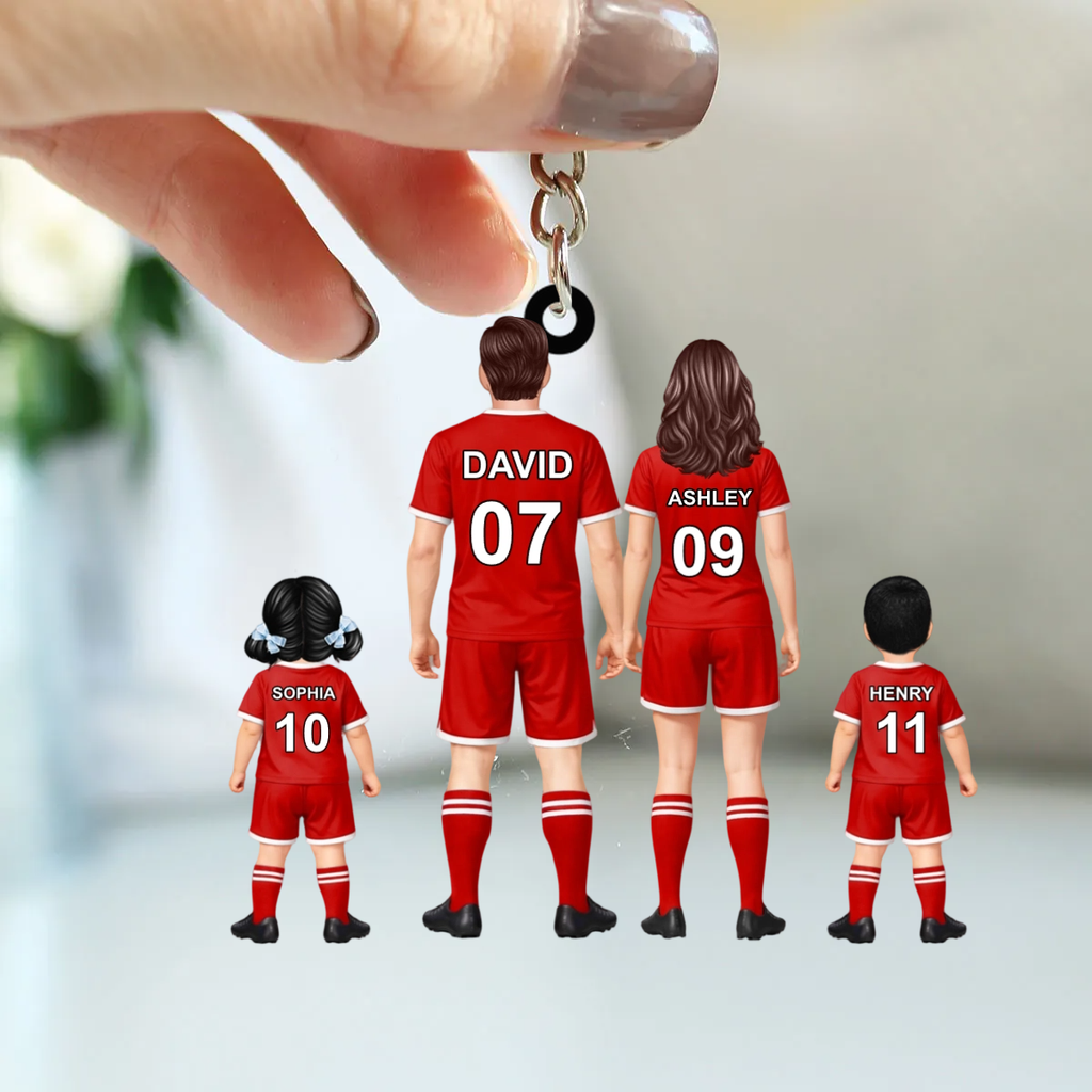 Personalisierter Acrylschlüsselanhänger mit Fußballfamilie