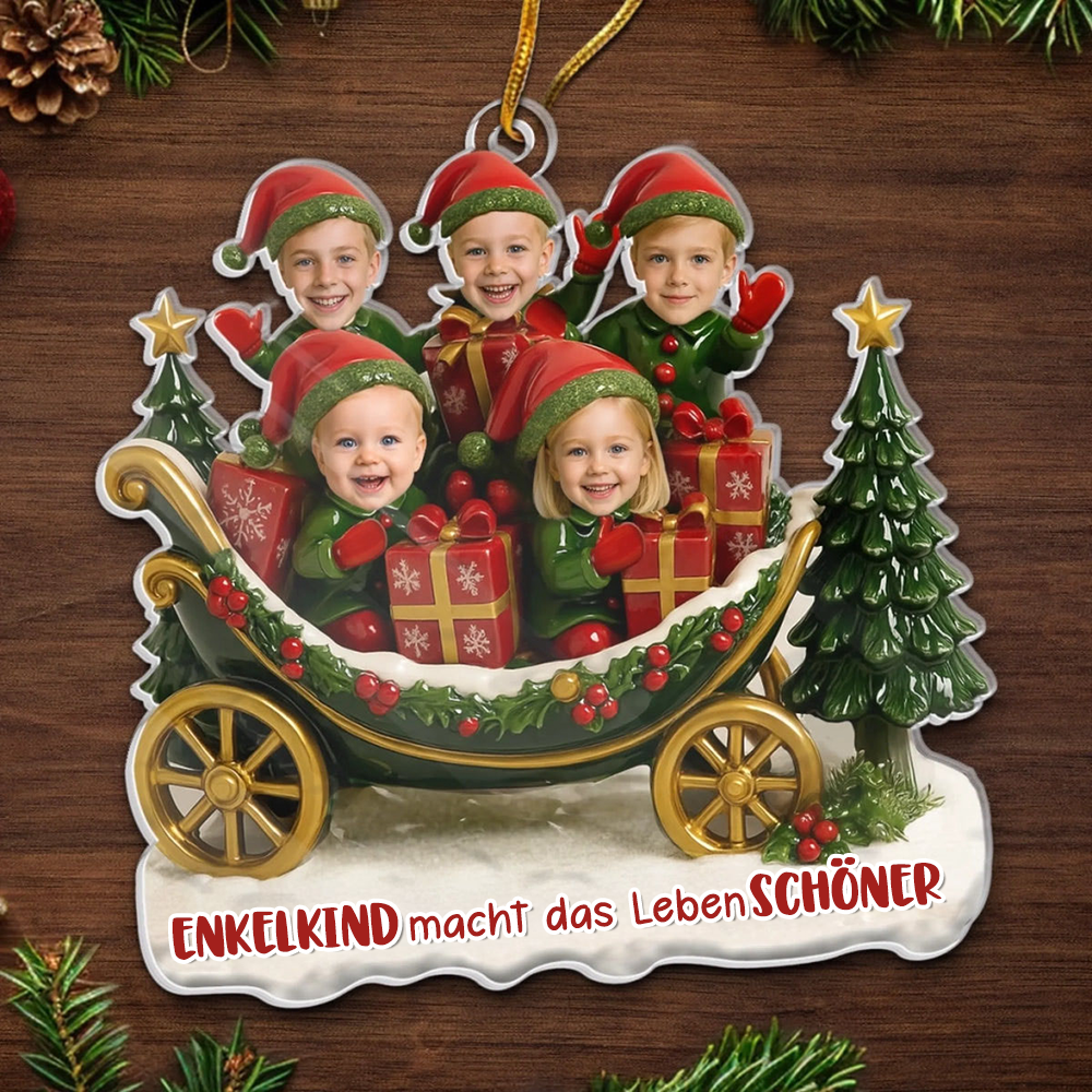 Acrylanhänger mit Fotos und Text Personalisierter Christbaumschmuk für Oma und Opa