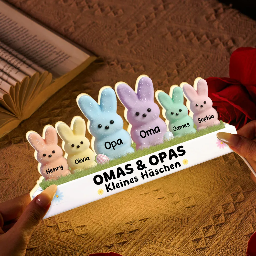 Osterhasen für Oma & Opa – Personalisierte LED-Lichtbox mit Enkel-Namen | Ostergeschenk für Großeltern