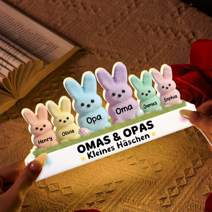 Osterhasen für Oma & Opa – Personalisierte LED-Lichtbox mit Enkel-Namen | Ostergeschenk für Großeltern