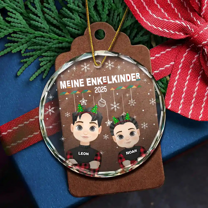 Personalisierter Glasanhänger mit 1-10 Kinder Christbaumschmuck für Oma und Opa