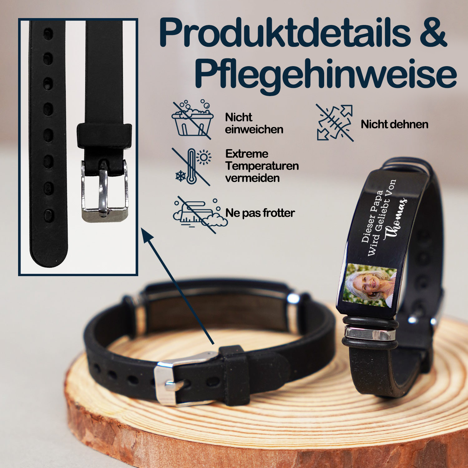 Für Papa-Silikon-Armband mit Foto