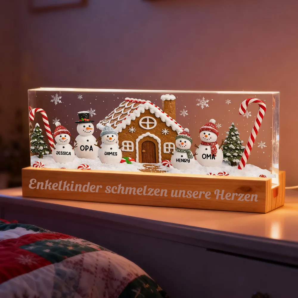 Personalisiertes LED-Nachtlicht mit Schneemannfamilie Weihnachtsgeschenk für Familie