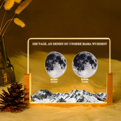 Mondphasen-Personalisierte LED Nachtlicht mit U-Sockel Geschenk für Mama