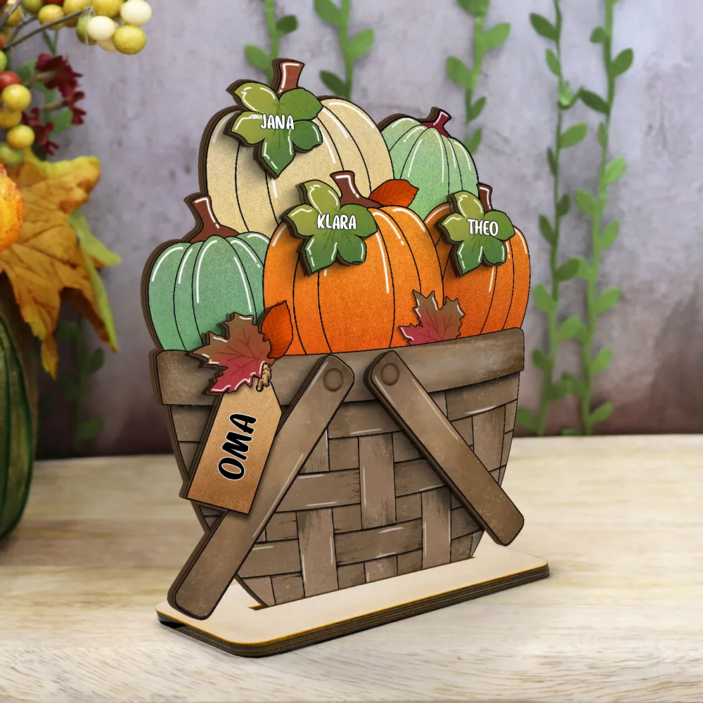 Personalisierte Holzplakette mit Kürbissen Geschenk für Oma