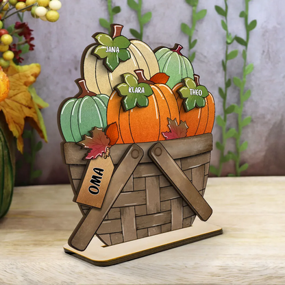 Personalisierte Holzplakette mit Kürbissen Geschenk für Oma