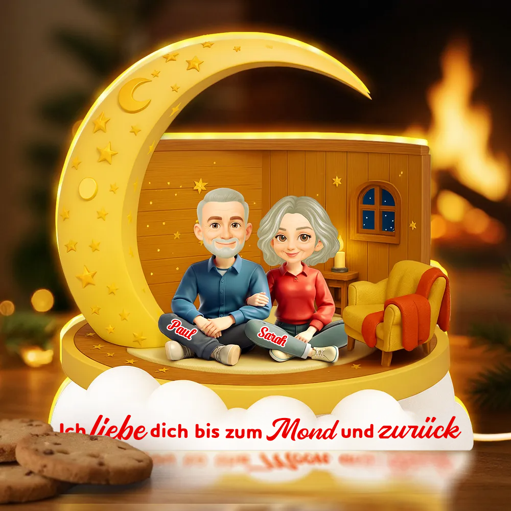 Paar unter dem Mond - Personalisierte LED-Lichtbox Geschenk für Paar