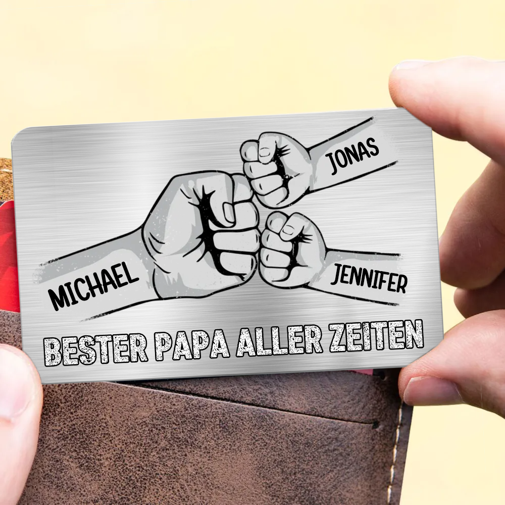 Personalisierte Brieftasche-Karte mit Fausstoß Wallet Card für Papa