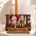Personalisierter Holzaufsteller für Paare mit LOVE-Motiv und Wunschjahr Geschenk zum Jahrestag