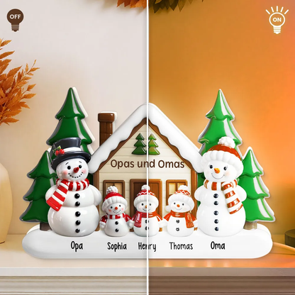 Personalisierte Lichtbox mit Schneemanfamilie Weihnachtsdekoration für Eltern, Oma, Opa und Kinder