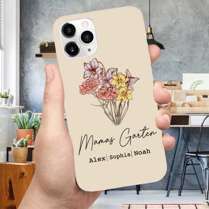 Geburtsblumenstrauß-Personalisierter Silikonhandyhülle für iPhone und Samsung Geschenk für Oma und Mama