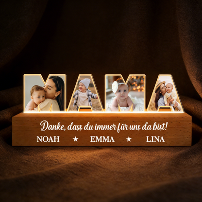 MAMA, OMA, PAPA, OPA-Personalisierte LED-Nachtlicht mit Fotos und Text