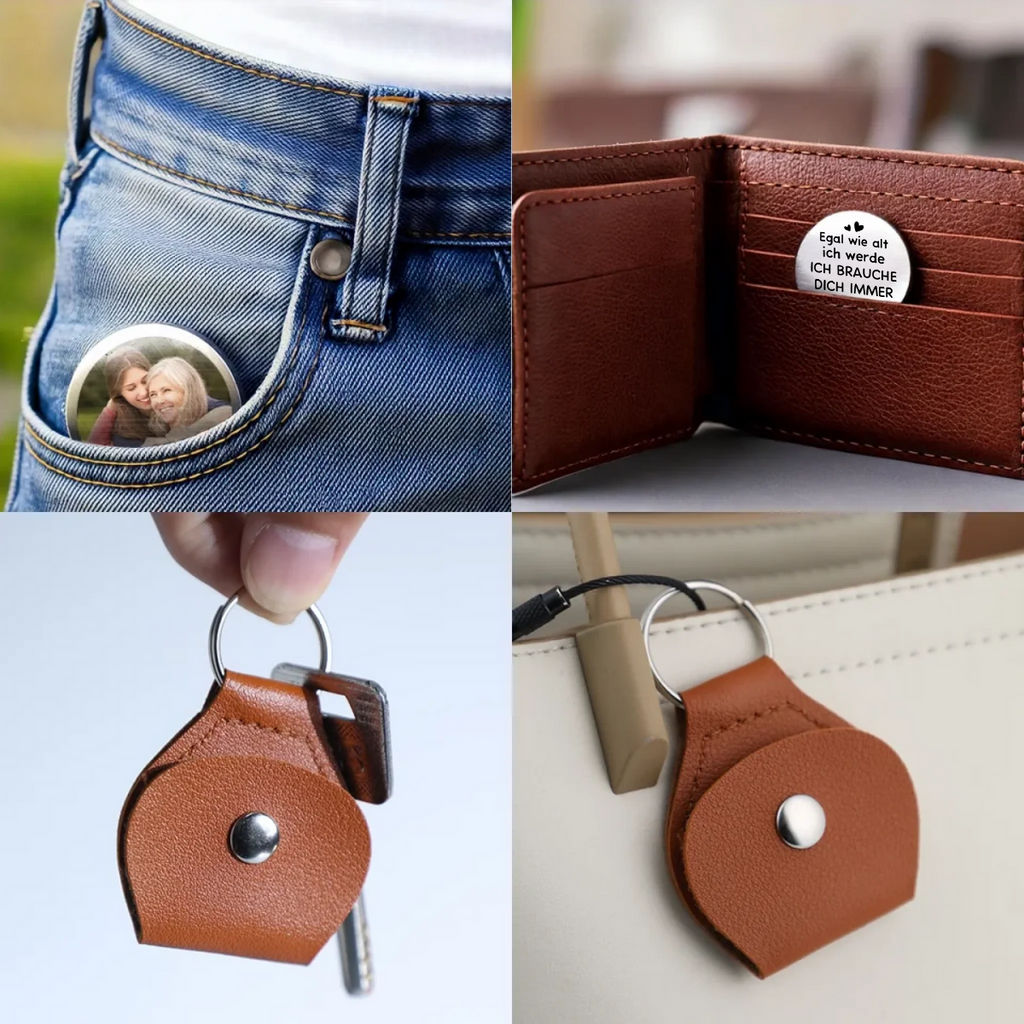 Mutter und Tochter-Taschenumarmung mit Foto