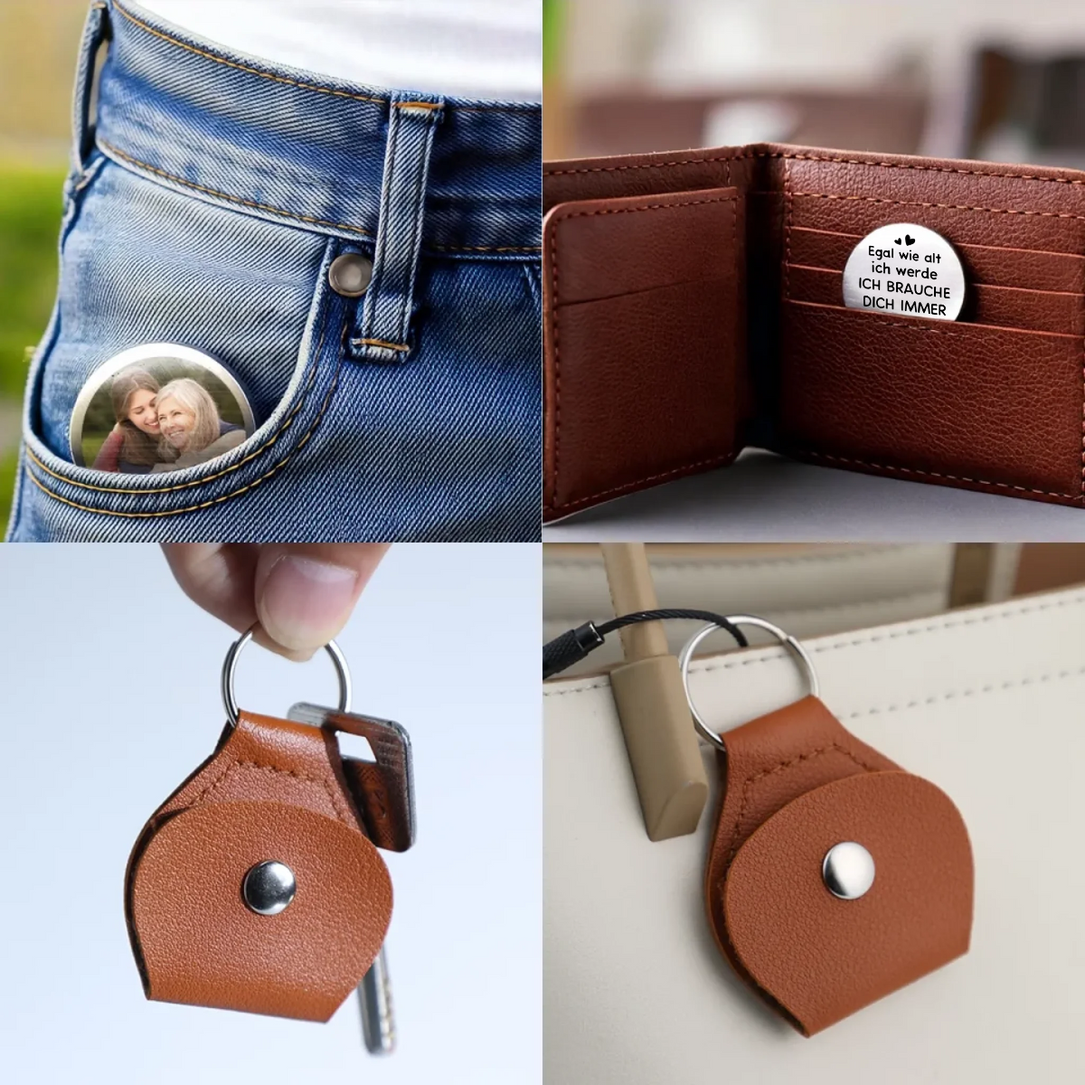 Mutter und Tochter-Taschenumarmung mit Foto
