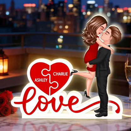 LOVE - Personalisierte LED-Lichtbox mit Paar und Namen Geschenk für Paar / LGBT-Paar