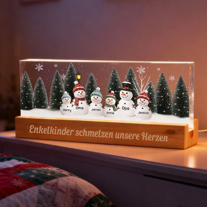 Personalisierts LED-Nachtlicht mit Schneemanfamilie Weihnachtsgeschenk für Eltern und Kinder