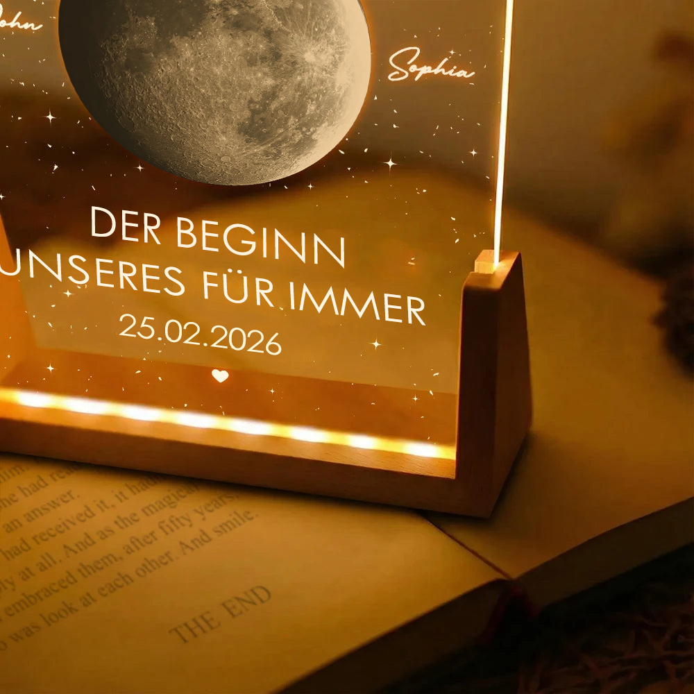 Personalisiertes LED-Nachtlicht mit Mondphase für Paare