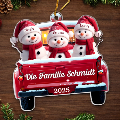 Acryl-Ornament Personalisierter Christbaumschmuck mit Schneemänner für Familie
