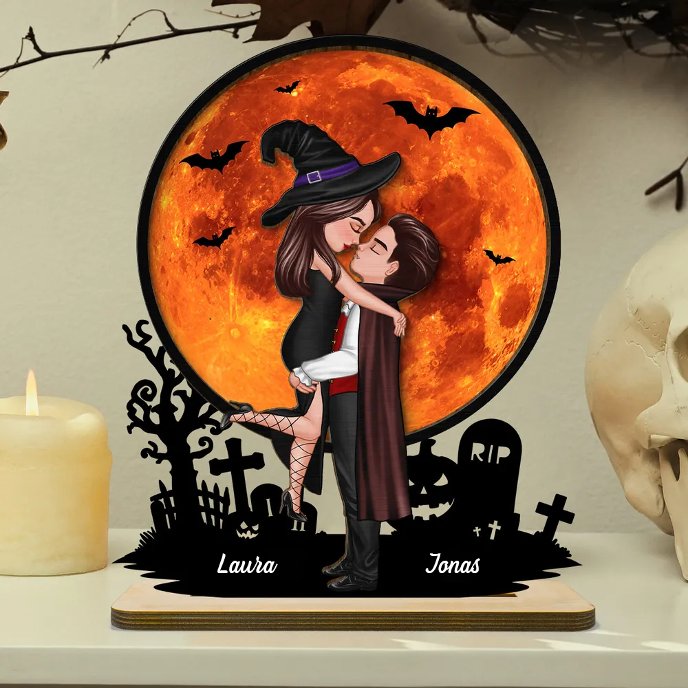 Halloween-Paar Personalisierte Holztafel mit Namen