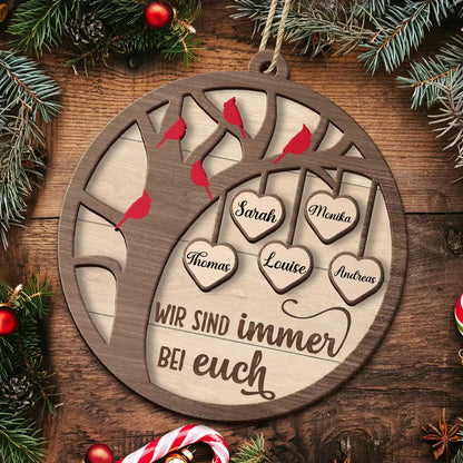 Personalisierter 2-lagiger Holzanhänger „Ich bin immer bei dir“ – Weihnachtsornament mit Kardinal