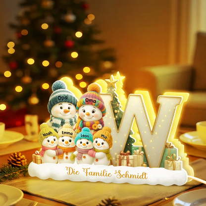 Personalisierte Schneemann-Leuchtbox mit Buchstabe Weihnachtsdekoration für Familie