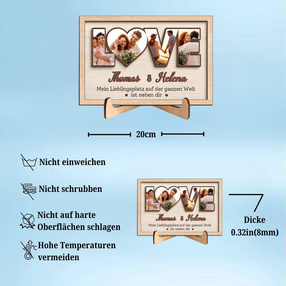 LOVE-Personalisierte Holzplakette mit Fotos für Paare