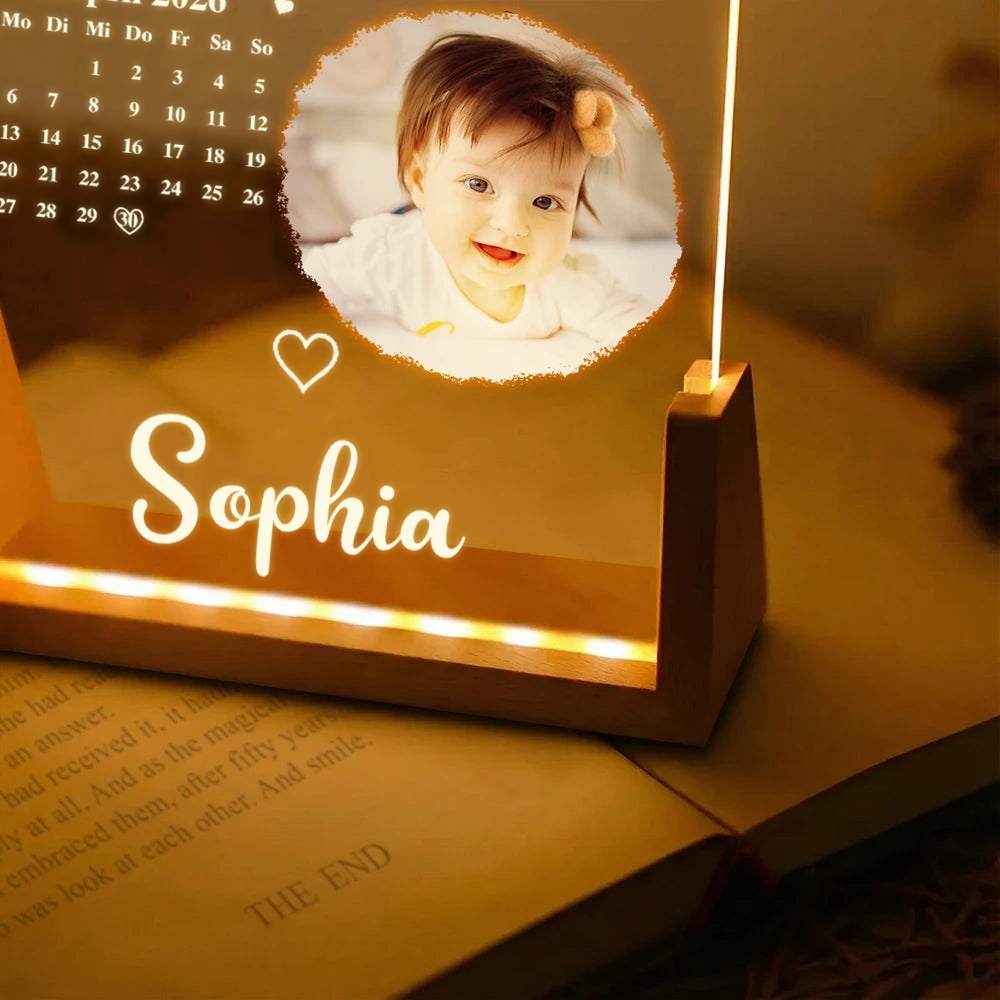 Personalisiertes LED-Nachtlicht mit Kalenderdatum und Photo - An diesem Tag wurdest du...
