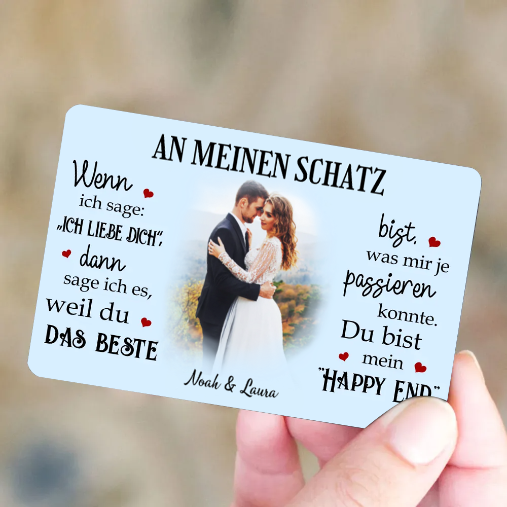Mein Happy End - Personalisierte Brieftasche-Karte mit Foto und Text Geschenk für Paar