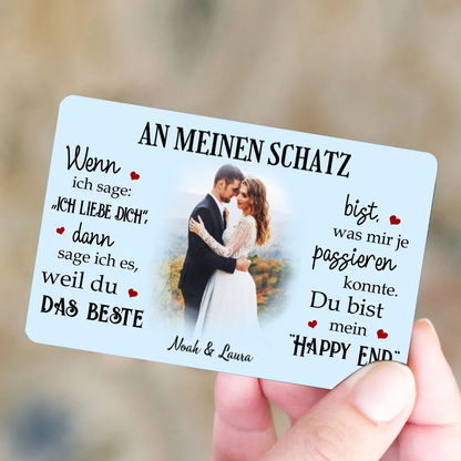 Mein Happy End - Personalisierte Brieftasche-Karte mit Foto und Text Geschenk für Paar