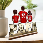 PAPA-Holzaufsteller mit Fußball 1-4 Kinder personalisiert Geschenk für Vater