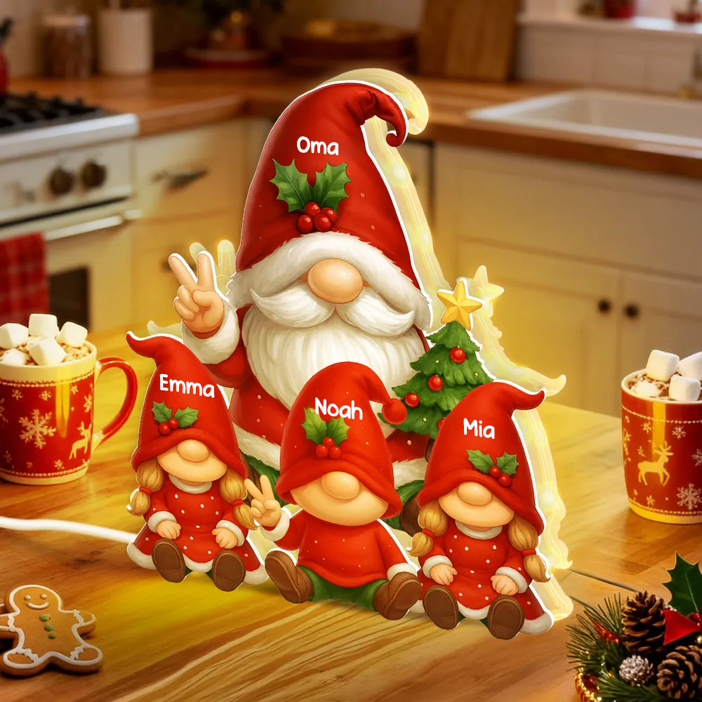 Personalisierte LED-Lichtbox mit Zwergchen Geschenk für Opa und Oma