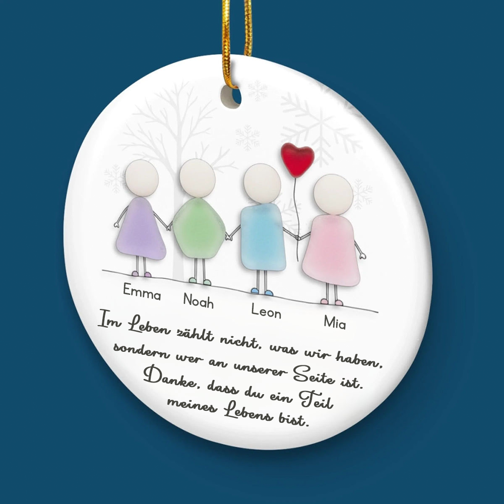 Personalisiertes Dankeschöngeschenk Keramik-Ornament mit Namen im Sea-Glass-Stil Christbaumschmuck für Freunde