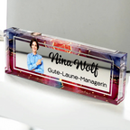 Acrylblock mit Foto, Name und Titel Persönliches Büro-Geschenk für Kolleginnen & Kollegen